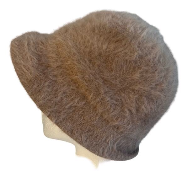 Vintage Kangol Furgora Hat Tan Angora Rabbit Fur Bucket Hat Made in England Boho - Picture 6 of 8